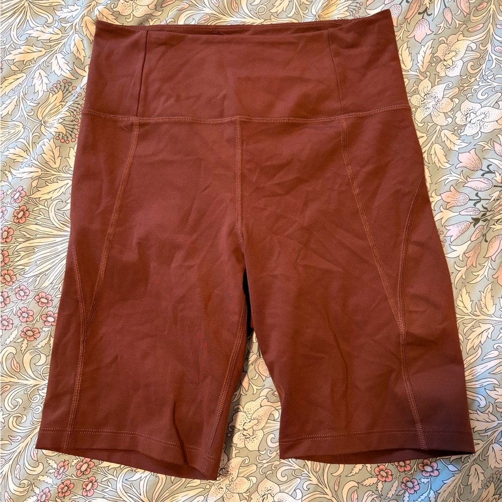 Girlfriend Collective Brown High-Waisted Compressive Shorts